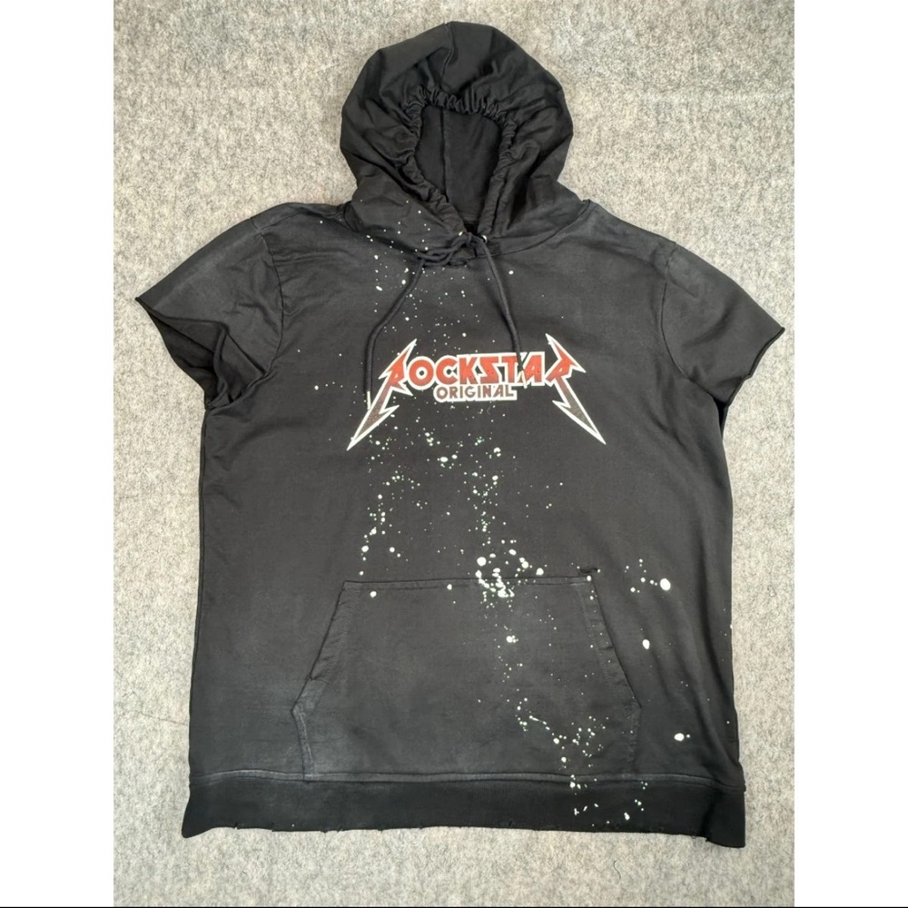 Rockstar Original Hoodie Men's 3XL Black Kangaroo Pocket Paint Splatter Pullover